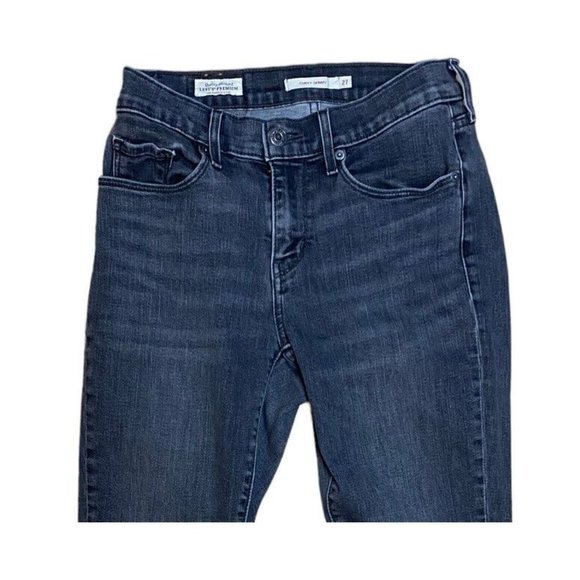 Levi's Premium Big E Curvy Skinny Jeans Womens 28 Low Rise Distressed Gray - Picture 2 of 10